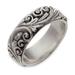 'Floral Moon' - Sterling Silver Band Ring from Indonesia