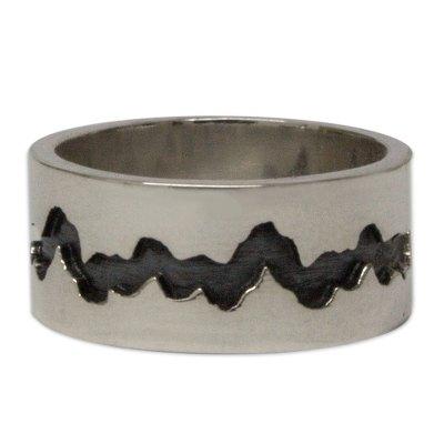 Silver band ring, 'Dark River'