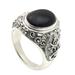 Black Om Kara,'Handcrafted Onyx and Sterling Silver Om Ring for Men'