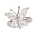 Butterfly View,'Indonesian Handmade Sterling Silver Butterfly Cocktail Ring'