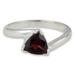 Garnet solitaire ring, 'Scintillating Jaipur' - Garnet Solitaire Ring