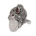 Janger Crown,'Garnet and Sterling Silver Face Cocktail Ring from Bali'