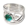 'Inseparable Love' - Unique Heart Shaped Sterling Silver Band Chrysocolla