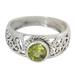 Blossoming Desire,'Peridot and Sterling Silver Indian Ring with Paisley Design'