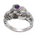 'Balinese Elephant' - Men's Sterling Silver and Amethyst Ring