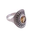 Sparkling Shield,'Oval Citrine and Sterling Silver Cocktail Ring from India'