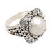 Spirit of the Moon,'Modern Balinese Cultured Pearl Ring in Sterling Silver'