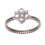 'March Daffodil' - Floral Sterling Silver and Aquamarine Ring