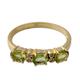 Gold vermeil peridot three-stone ring, 'Ode'