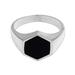 Bold Hex,'Sterling Silver and Black Resin Hexagonal Signet Ring'