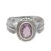 Band of Feathers,'Handmade 925 Sterling Silver Amethyst Cocktail Ring'