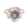 Radiant Soul,'Floral Rainbow Moonsotne and Amethyst Ring from India'