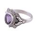 Oval Amethyst and Sterling Silver Cocktail Ring from India 'Ethereal Tendrils'