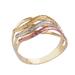 Tricolor Waves,'10k Gold Wave Motif Cocktail Ring from Brazil'