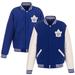 Men's JH Design Royal/White Toronto Maple Leafs Reversible Fleece Jacket with Faux Leather Sleeves