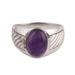 Suave,'Handmade Amethyst and Sterling Silver Domed Ring'