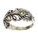 Feather Light,'Peridot Sterling Silver Feather Band Ring from Indonesia'