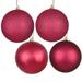 Vickerman 571651 - 10" Berry Red 4 Finish Matte / Shiny / Sequin / Glitter Ball Christmas Tree Ornament (set of 4) (N592521DA)