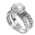 Romancing the moon,'Cultured Freshwater Pearl and Sterling Silver Cocktail Ring'