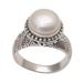 Moonlight Glyph,'Handmade 925 Sterling Silver Cultured Pearl Cocktail Ring'