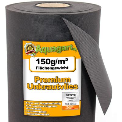 Aquagart - 30m² Gartenvlies Unkrautvlies Unkrautfolie Mulchvlies 150g/m² 1,5m breit