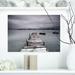 Design Art Bridge Pier & Boats at Seashore - Print Canvas, Microfiber in Black/Gray/White | 12 H x 20 W x 1 D in | Wayfair PT15690-20-12