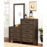 Union Rustic Brogdon Wooden 5 Drawer Double Dresser w/ Mirror Wood in Brown | 72.88 H x 56 W x 17 D in | Wayfair 59824588ECD346E59AEB1BE845C72051