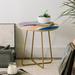 The Twillery Co.® Dore Abolina Noemie I End Table Wood/Metal in Blue/Brown/Yellow | 19 H x 20 W x 20 D in | Wayfair