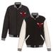 Men's JH Design Black/White Chicago Bulls Reversible Fleece & Faux Leather Full-Snap Jacket