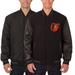 Men's JH Design Black Baltimore Orioles Wool Leather Reversible Full-Snap Jacket