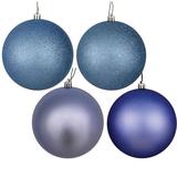 Vickerman 570395 - 4" Periwinkle 4 Assorted Finish Ball Christmas Tree Ornament (12 pack) (N591029A)