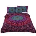 Andrui Bohemian Mandala Bedding Red & Purple Multicolor Romantic Floral Duvet Cover and Pillowcase Set Boho King Size Bed Set Zipper Closure Easy Care Luxury Trendy Quilt Cover Bedding Set