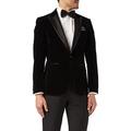 Mens Velvet Tuxedo Dinner Jacket Retro Smoking Coat Formal Tailored Fit Blazer[BLZ-Dinner-Tim-Black,Jet Black,Chest UK 48 EU 58]