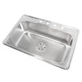 eModern Decor 33" L x 22" W Drop-In Kitchen Sink w/ Basket Strainer Stainless Steel in Gray | 9 H x 33 W x 22 D in | Wayfair ALTS-3322-4-CKC