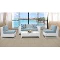 TK Classics Miami 5 Piece Sofa Seating Group w/ Cushions Synthetic Wicker/All - Weather Wicker/Wicker/Rattan in White | Outdoor Furniture | Wayfair