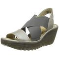 Fly London Women's Yaji888fly Open Toe Sandals, Silver Silver 004, 6 UK