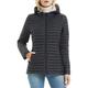 Bellivera Women’s Quilted Hooded Coat/Jacket (3 Colors), Puffer Coat with 2 Hidden Zipped Pockets, Cotton Filling, Water Resistant, Black, M