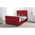 Chesterfield Sleigh Bed in Crushed Velvet |Bed Frame Only (Single 3FT, Red)