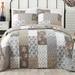 Jessica Simpson Home Jessica Simpson Floribunda Cotton Reversible Quilt Cotton in Gray/Green/Pink | Full/Queen | Wayfair A080416GYNDE