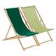 Harbour Housewares 2 Piece Lime & Green Wooden Deck Chair Traditional FSC Wood Folding Adjustable Garden/Beach Sun Lounger Recliner