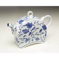 Charlton Home® Samual Floral Design Porcelain Teapot Porcelain China/Ceramic in Blue/White | 7 H x 10 W x 2.75 D in | Wayfair