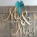 aMonogram Art Unlimited Mr & Mrs Painted Wooden Monogram Wall Décor in Blue | 12 H x 9 W in | Wayfair 911092P-12-skyblue