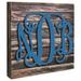 Millwood Pines 3-Letter Monogram on Distressed Wooden Block Wall Décor in Yellow/Indigo | 24 H x 18 W in | Wayfair EE1108853D0046A9A472020C22E1DC55