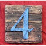 aMonogram Art Unlimited Number Mounted on Rustic Wooden Board Wall Décor in Blue/Brown/Gray | 18 H x 18 W x 1.75 D in | Wayfair 95515-18