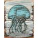 Designocracy Jellyfish Art on Board Wall Décor in Blue/Brown/Green | 18 H x 12 W x 1.5 D in | Wayfair 98513-182