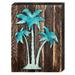 Designocracy Vintage Tropical Island Palm Tree on Reclaimed Wooden Board Wall Décor in Blue/Brown | 8 H x 6 W x 1.5 D in | Wayfair 98415-08