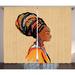 Bungalow Rose Afro Ethnic Woman w/ Exotic Feather Earring & Scarf Zulu Hippie Artwork Graphic Print | 108 H in | Wayfair BBMT1613 39457232