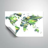 Wrought Studio™ Gillham Green Strokes Watercolorr World Map Removable Wall Decal Vinyl in Green/White | 16 H x 24 W in | Wayfair