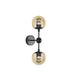 Breakwater Bay Woodley 2-Light Wall Sconce w/ Amber Glass Shades Glass/Metal in Black | 19.6 H x 4.7 W x 4.7 D in | Wayfair