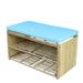 Bay Isle Home™ Pyrgos Wooden Storage Outdoor Bench Wood/Natural Hardwoods in Blue/Brown/White | 25 H x 39 W x 24 D in | Wayfair BYIL2414 45198214